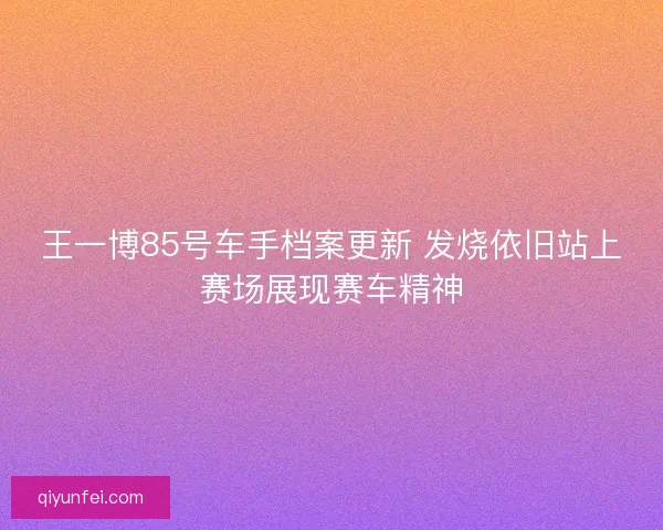 王一博85号车手档案更新 发烧依旧站上赛场展现赛车精神