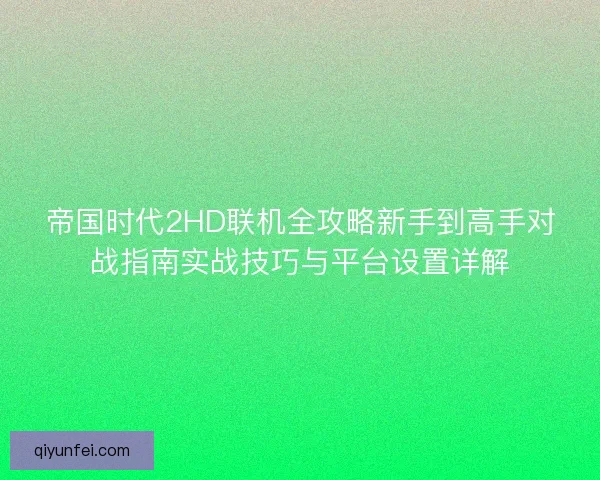 帝国时代2HD联机全攻略新手到高手对战指南实战技巧与平台设置详解