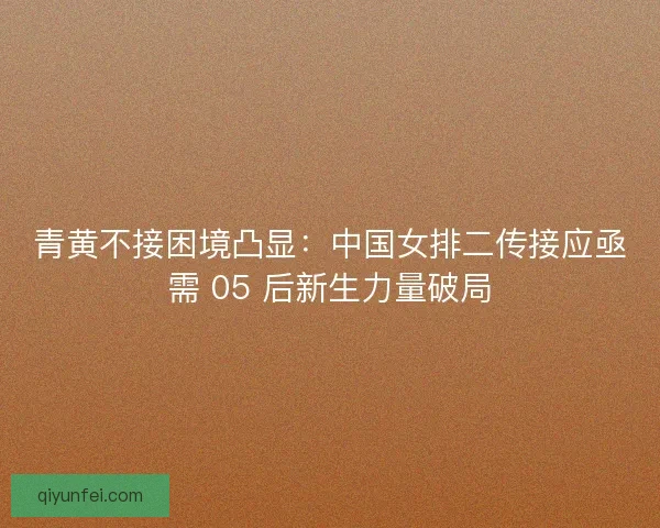 青黄不接困境凸显：中国女排二传接应亟需 05 后新生力量破局