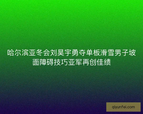 哈尔滨亚冬会刘昊宇勇夺单板滑雪男子坡面障碍技巧亚军再创佳绩